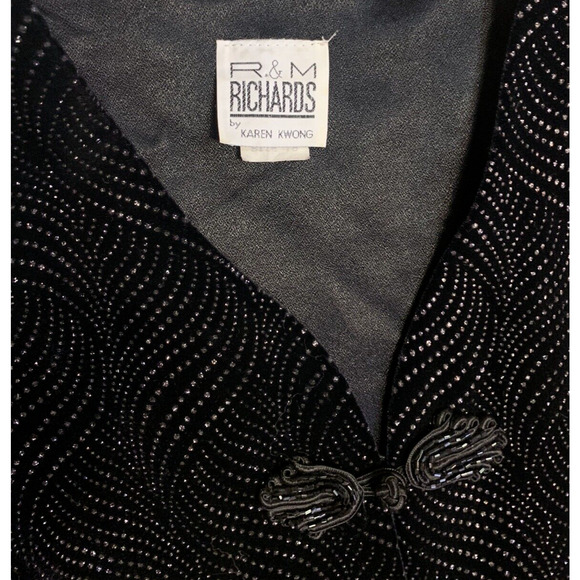 R&M RICHARDS Jacket Womens 18 BLACK SEQUINs Oriental Knots Long Formal Cardigan - Picture 6 of 11